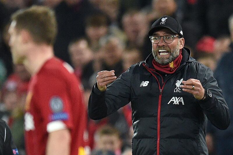 Liverpool manager Jurgen Klopp shouts instructions to his players. AFP