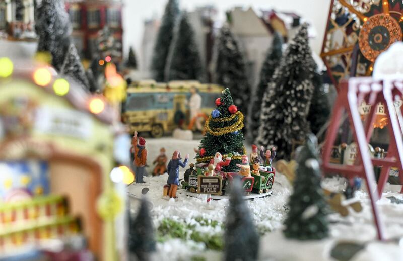 Abu Dhabi, United Arab Emirates - Lovely setup for Christmas miniatures and figurines. Khushnum Bhandari for The National