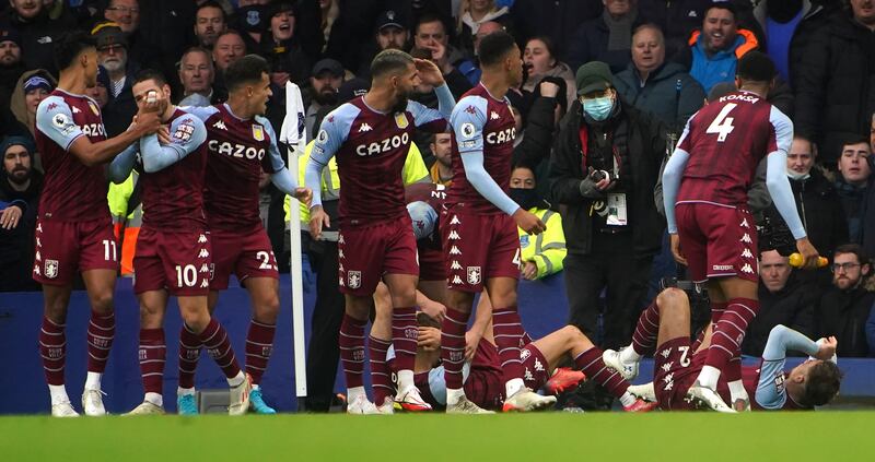 Aston Villa's Lucas Digne and Matty Cash were hit by an object on Saturday. PA