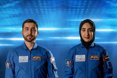 The UAE's latest astronauts, Mohammed Al Mulla and Nora Al Matrooshi        