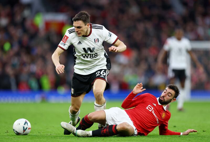 Joao Palhinha 8 - A solid midfield display saw Palhinha, the Premier League’s leading tackler this season, demonstrate all of his abilities by consistently breaking up United attacks. Reuters