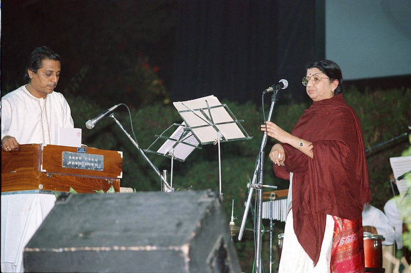 Mangeshkar performing in 1988. Getty Images
