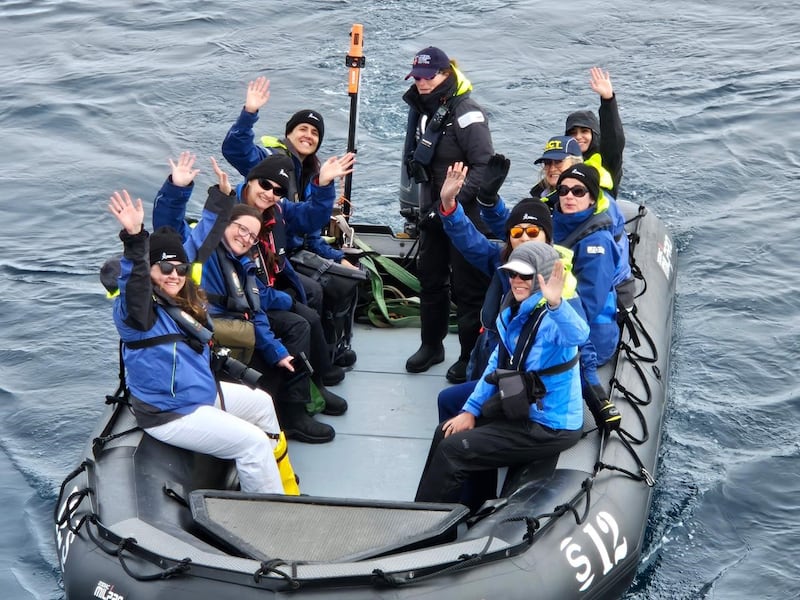 Princess Abeer and her expedition mates head to an island in West Antarctica. Photo: Heidi Victoria