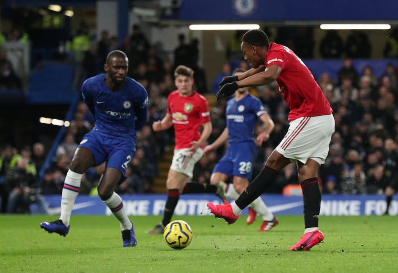 Anthony Martial shoots at goal. Reuters
