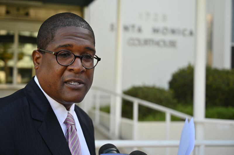 Andrew Wyatt, spokesman for Bill Cosby, arrives outside Santa Monica Courthouse in Los Angeles for the start of the civil trial brought by Judy Huth against the actor. AFP