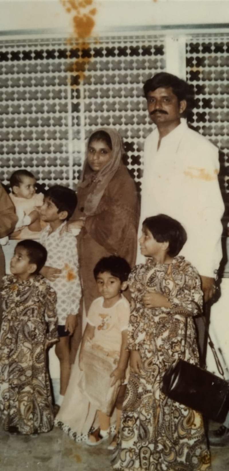 The Siraj family at Mumbai airport in 1974 after they had moved to live in Dubai. Photo: Siraj family