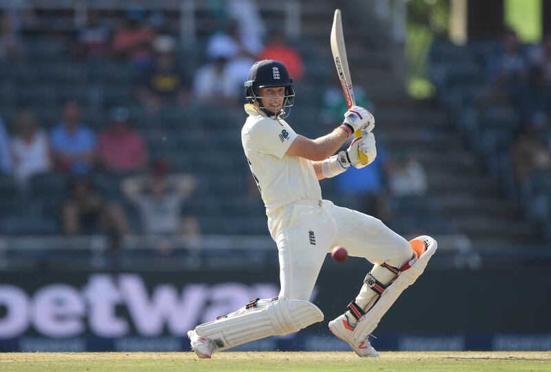 JOHANNESBURG, SOUTH AFRICA - JANUARY 26: England batsman Joe Root hits out  during Day Three of the Fourth Test between South Africa and England at Wanderers on January 26, 2020 in Johannesburg, South Africa. (Photo by Stu Forster/Getty Images)
