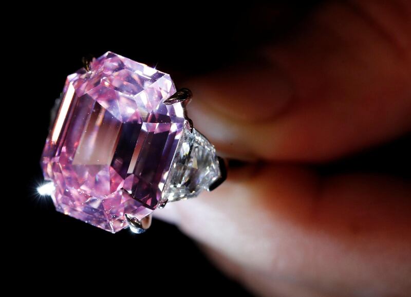 The pink diamond fetchd $50 million (Dh183.6m), setting a record for a stone of its kind. Reuters
