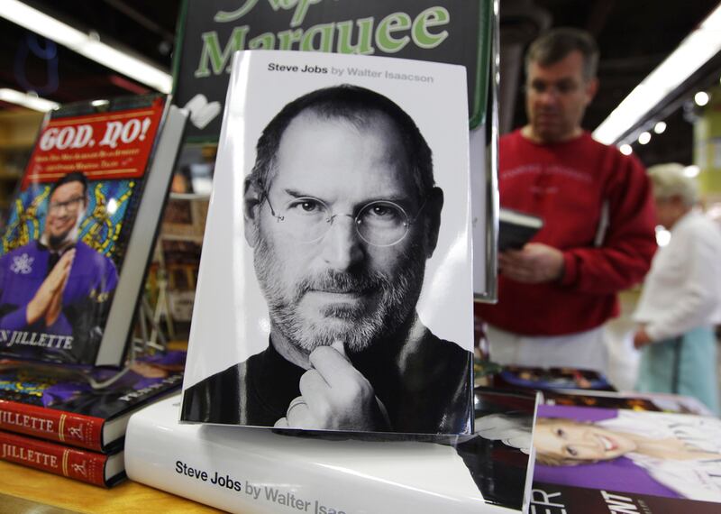 The book "Steve Jobs," by Walter Isaacson is on display at a book shop in Menlo Park, California. AP Photo