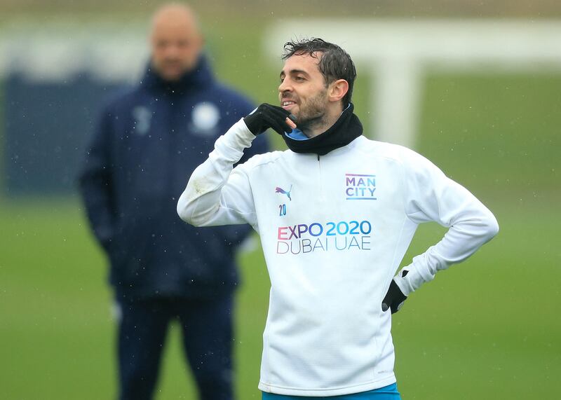 Bernardo Silva takes part in a training session in Manchester. AFP