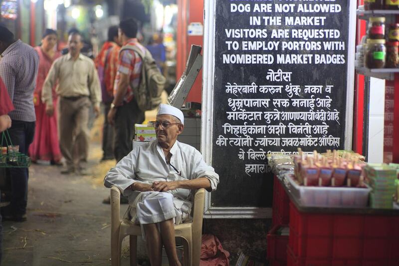 An oldtimer mans his spot at Crawford Market. Subhash Sharma for The National