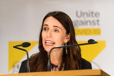 New Zealand Prime Minister Jacinda Ardern speaks with the media. Getty Images