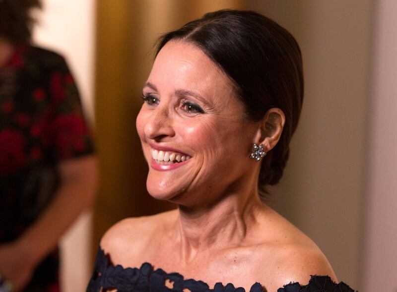 Julia Louis-Dreyfus arrives at the Kennedy Center for the Performing Arts for the 21st Annual Mark Twain Prize for American Humor presented to Julia Louis-Dreyfus on Sunday, Oct. 21, 2018, in Washington, D.C. (Photo by Owen Sweeney/Invision/AP)