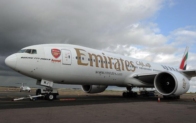 The Arsenal crest has been placed on the side of the plane as they travel to Singapore for the Barclays Asia Trophy. Stuart MacFarlane / Arsenal FC via Getty Images