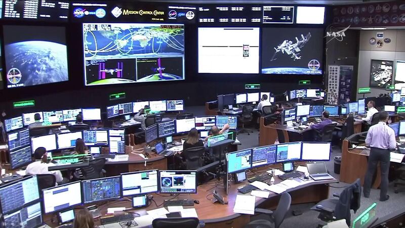 Nasa's ground control in Houston. Nasa / YouTube screengrab