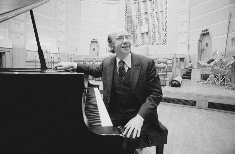 FILE - Russian Conductor Gennady Rozhdestvensky Dies Aged 87 Soviet and Russian conductor Gennady Rozhdestvensky sitting at a piano, UK, 1st November 1977. (Photo by Evening Standard/Hulton Archive/Getty Images)