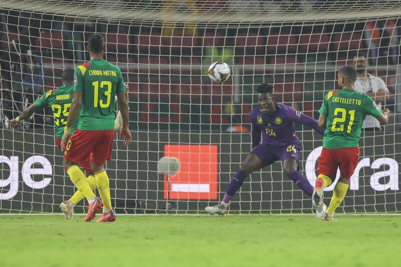 Cameroon goalkeeper Andre Onana makes a save. AFP