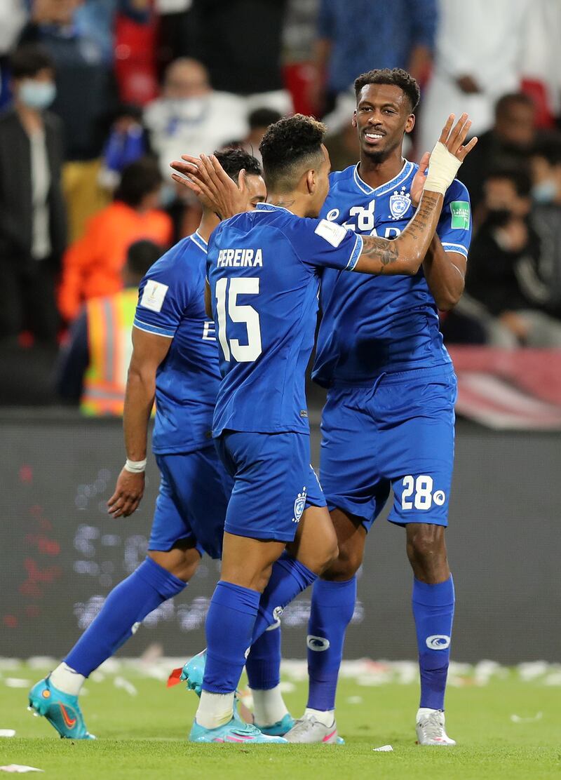Al Hilal's Matheus Pereira celebrates his goal against Al Jazira in the Club World Cup at the Mohammed bin Zayed Stadium. 