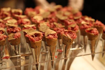 Wagyu beef cones at the ceremony. Pawan Singh / The National