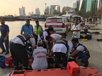 Dubai Ports Police rescue an inspector who fell into a tank by the dock near Dubai Creek. Dubai Police