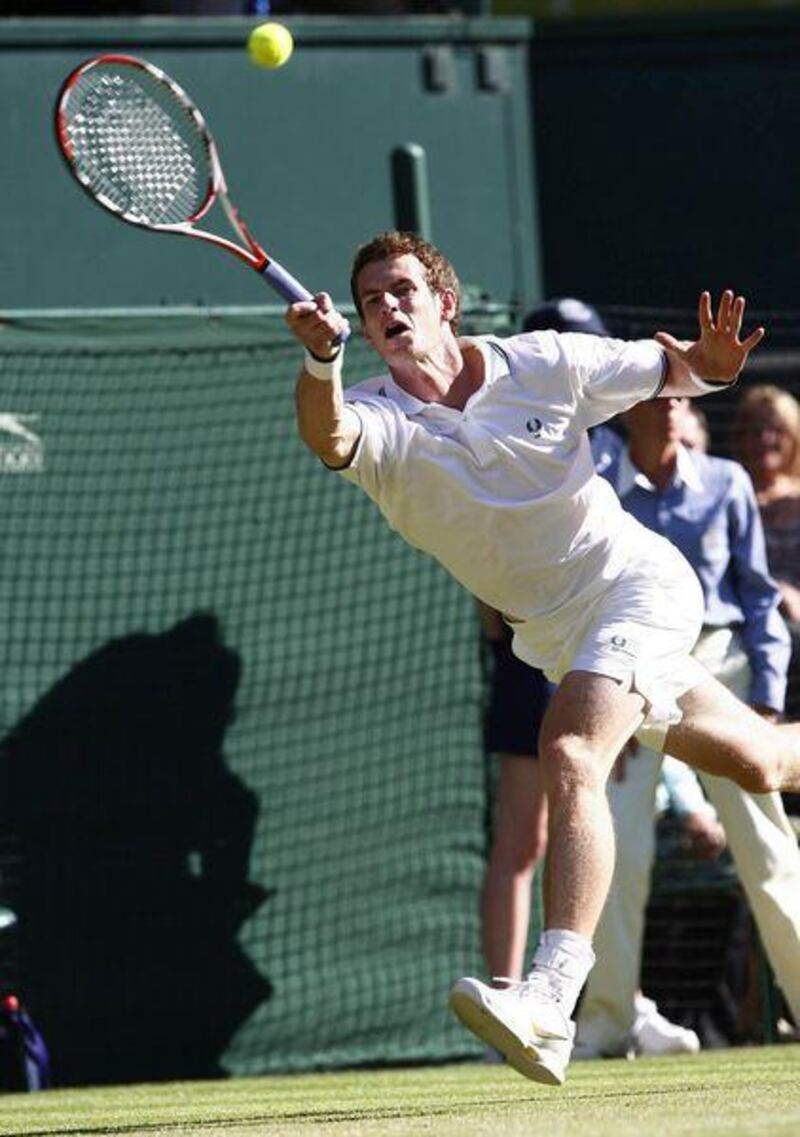 Andy Murray, the world No 3, was at full stretch against Robert Kendrick in his first-round match.