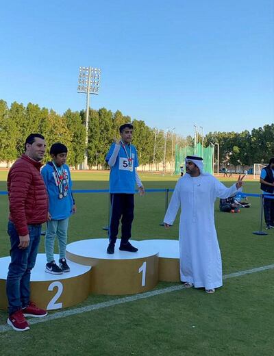 Hamad Al Kaabi during a sports tournament in Al Ain before Covid-19. Courtesy: Um Hamad.