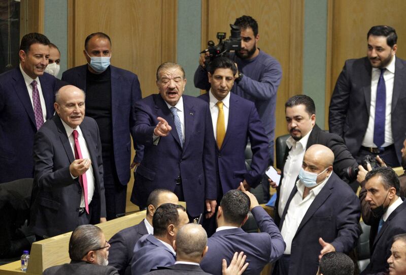 An argument between Jordanian MPs about disputed amendments to the country's constitution turned physical on Tuesday. All photos: AFP