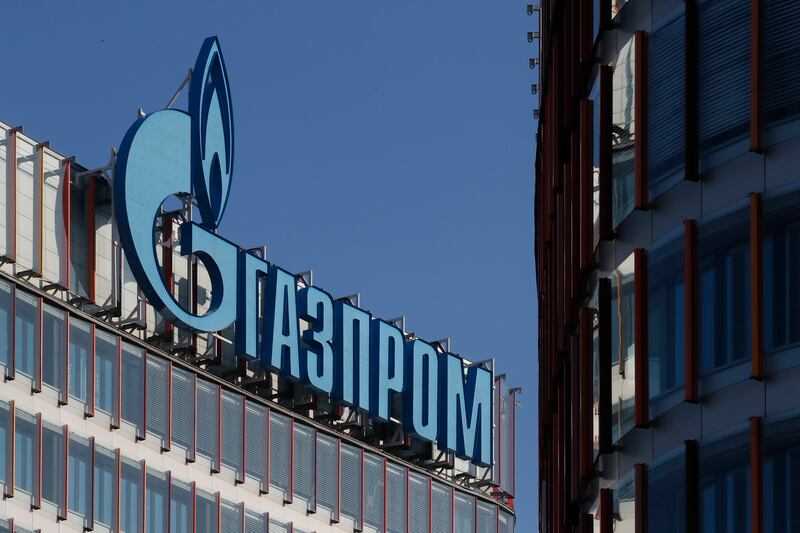A Gazprom office in St Petersburg. The Russian state-owned energy company said it will slash gas flows through Nord Stream 1 to 20 per cent of the pipeline's capacity. EPA
