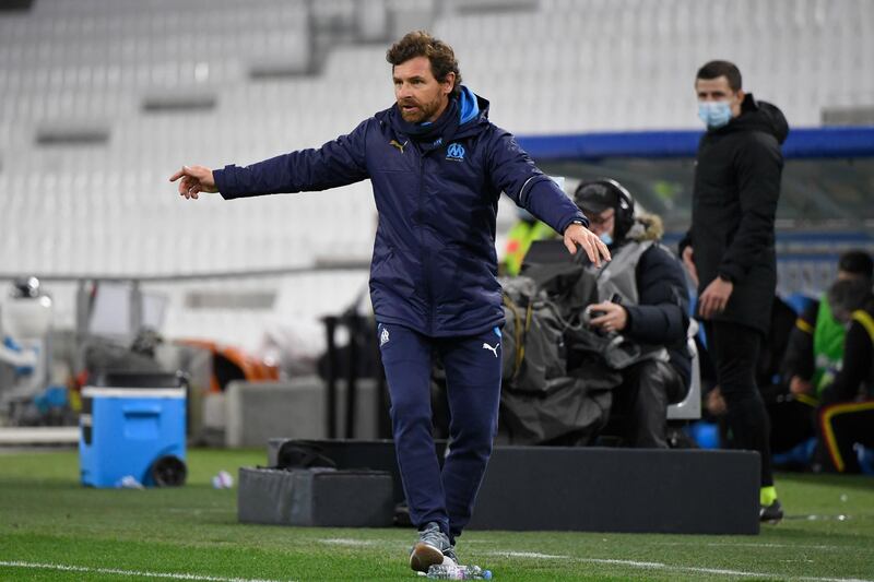 Marseille manager Andre Villas Boas during the Ligue 1 defeat to Lens at the Velodrome Stadium in Marseille on Wednesday, January 20. AFP