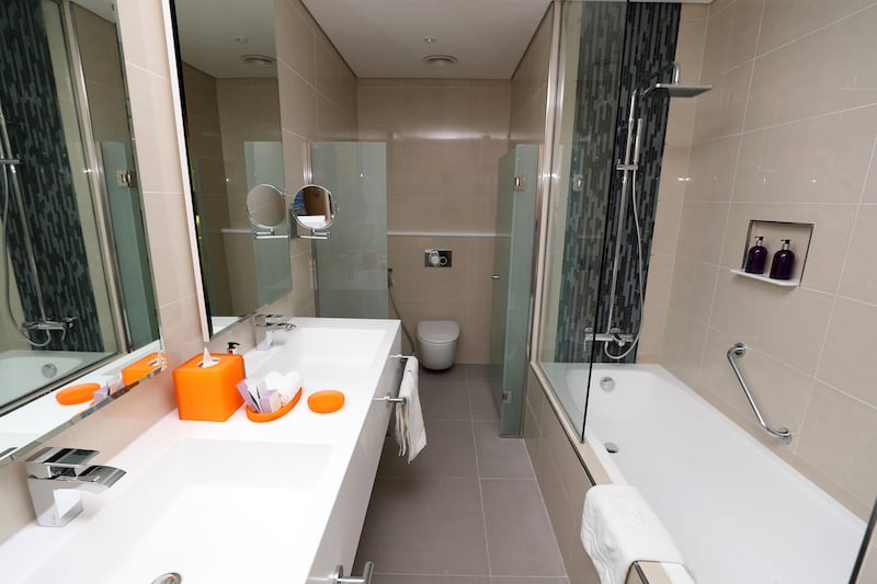 A family bathroom at Centara Mirage Beach Resort Dubai.
