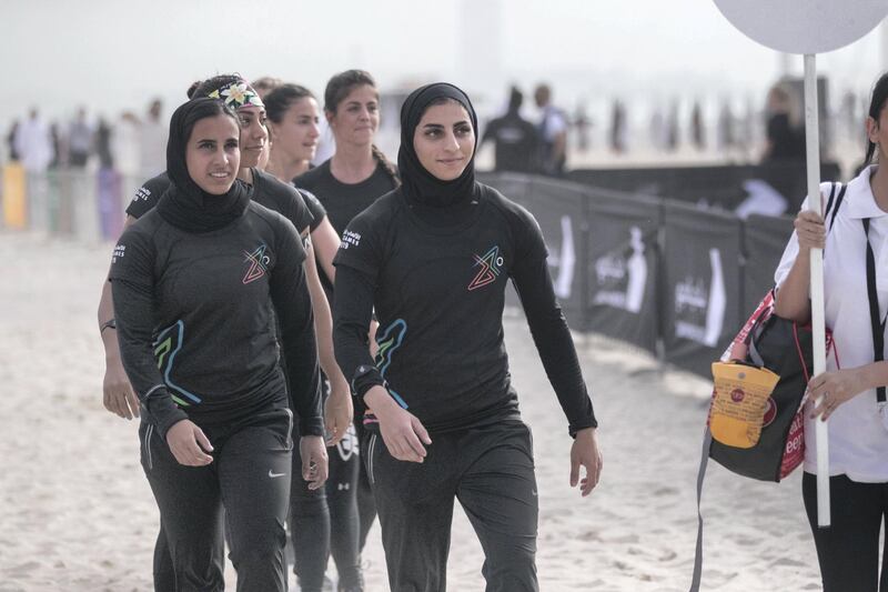 DUBAI, UNITED ARAB EMIRATES - April 3 2019.

F3 team arrive at day one of Dubai Gov Games.

 (Photo by Reem Mohammed/The National)

Reporter: 
Section:  NA