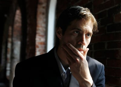 Journalist James Foley conducts an interview in Boston in May 2011. AP