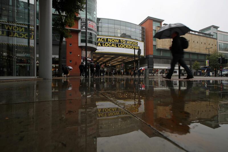 A sign appealing to the public to follow guidelines in Manchester. Reuters