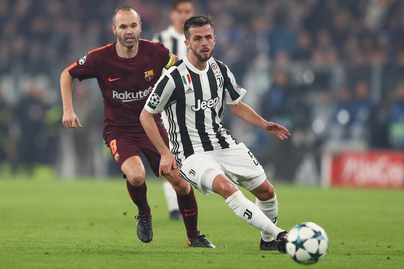 TURIN, ITALY - NOVEMBER 22:  Miralem Pjanic of Juventus during the UEFA Champions League group D match between Juventus and FC Barcelona at Juventus Stadium on November 22, 2017 in Turin, Italy.  (Photo by Michael Steele/Getty Images)