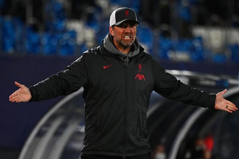 Liverpool manager Jurgen Klopp during the defeat at Real Madrid. AFP