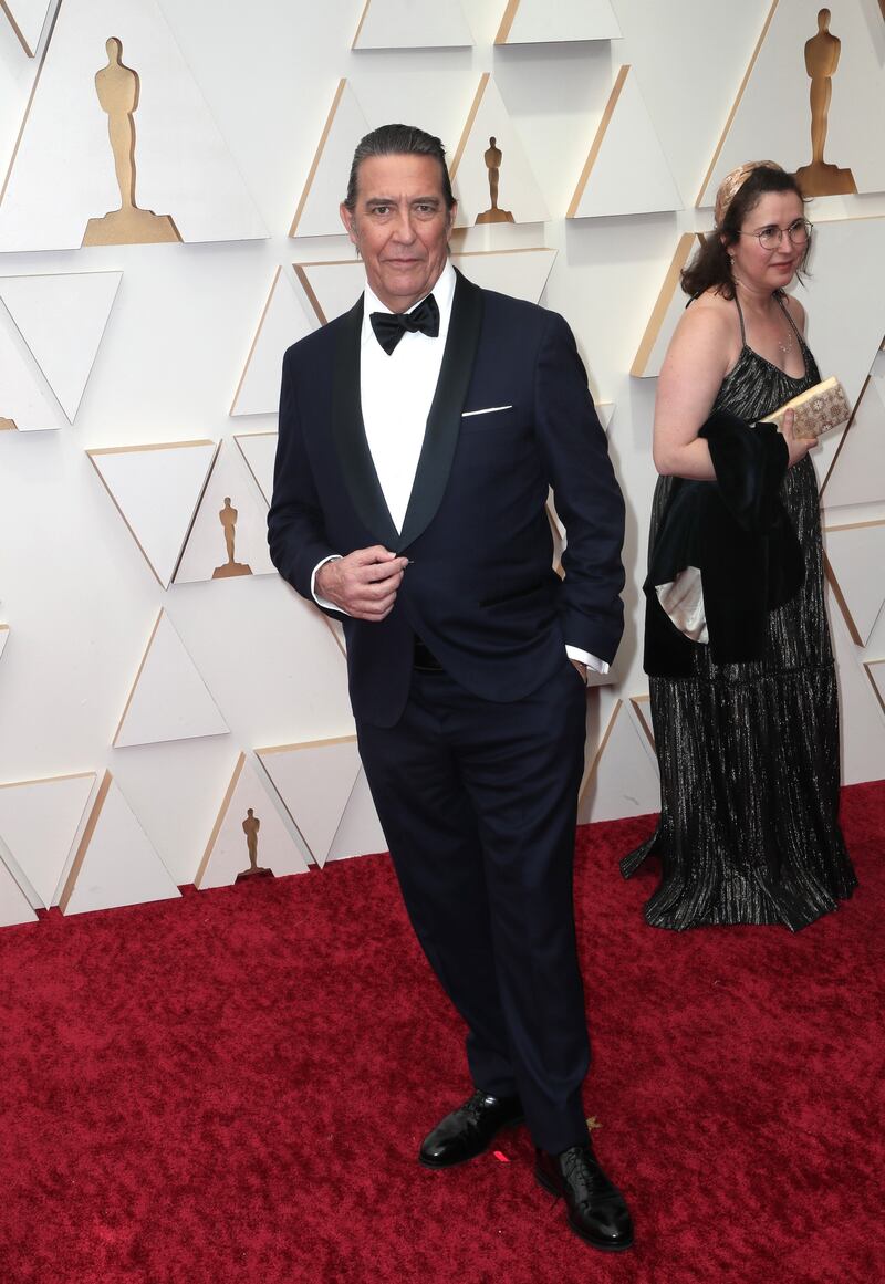 Actor Ciaran Hinds wears navy Brunello Cucinelli. AFP