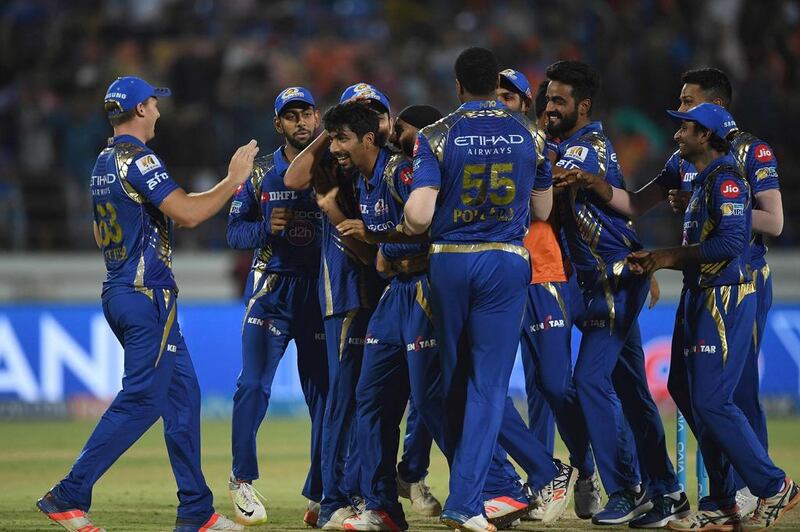 Mumbai Indians are level with Kolkata Knight Riders at the top of the Indian Premier League table. Prakash Singh / AFP 

