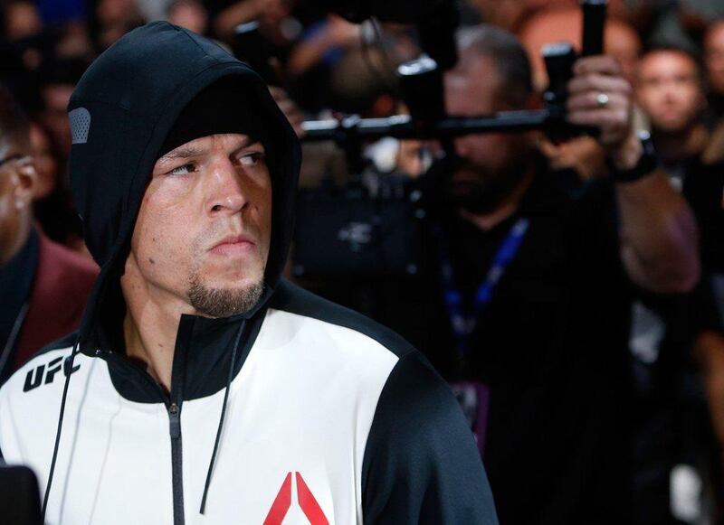 Nate Diaz walks to the Octagon before his welterweight rematch against Conor McGregor at UFC 202 in 2016. AFP