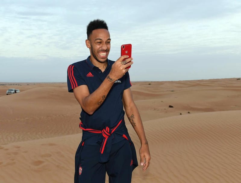 Arsenal football team spend the last night in their winter camp on the dunes, to discover wildlife in the desert of Dubai. courtesy: Dubai Media Office twitter account.
