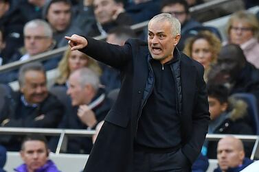 Tottenham Hotspur's Portuguese head coach Jose Mourinho gestures on the touchline during the English Premier League football match between Tottenham Hotspur and Wolverhampton Wanderers at the Tottenham Hotspur Stadium in London, on March 1, 2020. - RESTRICTED TO EDITORIAL USE. No use with unauthorized audio, video, data, fixture lists, club/league logos or 'live' services. Online in-match use limited to 120 images. An additional 40 images may be used in extra time. No video emulation. Social media in-match use limited to 120 images. An additional 40 images may be used in extra time. No use in betting publications, games or single club/league/player publications. / AFP / DANIEL LEAL-OLIVAS / RESTRICTED TO EDITORIAL USE. No use with unauthorized audio, video, data, fixture lists, club/league logos or 'live' services. Online in-match use limited to 120 images. An additional 40 images may be used in extra time. No video emulation. Social media in-match use limited to 120 images. An additional 40 images may be used in extra time. No use in betting publications, games or single club/league/player publications.