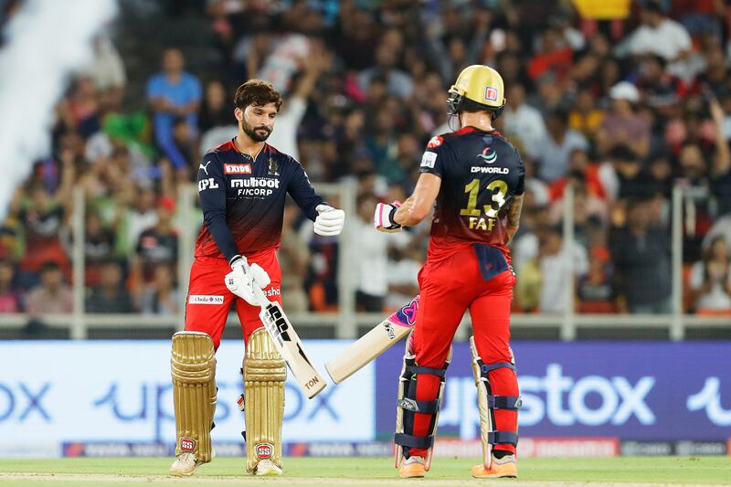 Rajat Patidar, left, was among the runs again for Royal Challengers Bangalore. Sportzpics for IPL