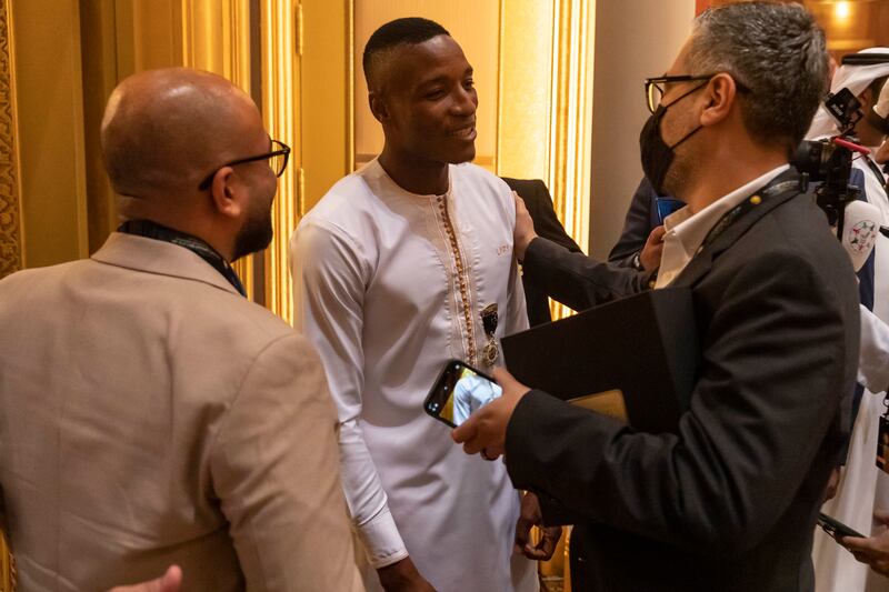 Al Ain striker Kodjo Laba took home three awards at the UAE Pro League Awards Ceremony at Emirates Palace, including the Golden Ball for foreign players and the Golden Boot for the league’s top scorer. Antonie Robertson/The National
