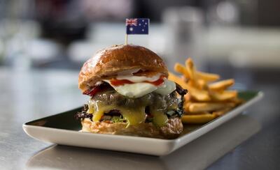 The Aussie Wagyu burger from Jones the Grocer. Jones the Grocer