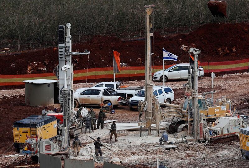 Israeli military equipment near Kafr Kila, Lebanon. AP Photo