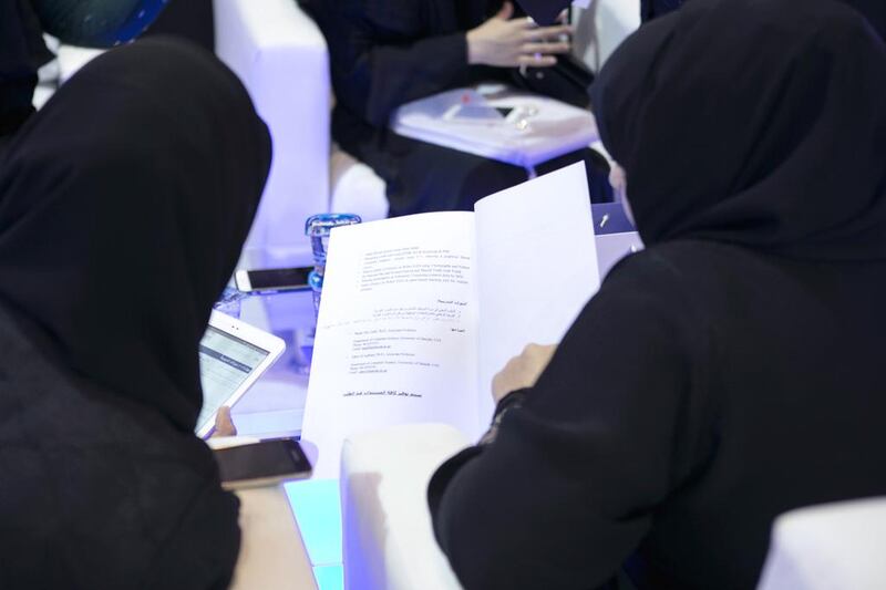 The Federal Electricity and Water Authority stall at the National Career Exhibition at Sharjah Expo Centre. Reem Mohammed / The National