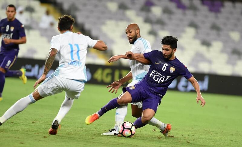 Baniyas, in white and light blue, lost their opening Arabian Gulf League match to Al Ain. Courtesy Arabian Gulf League