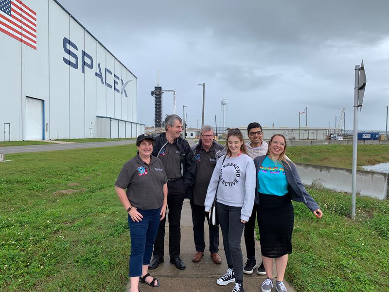 The researchers with the MicroAge project at Florida's Kennedy Space Centre, the launch site from where the project was sent to space. Photo: University of Liverpool