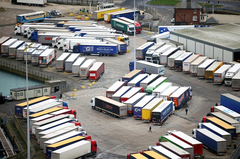 Lorries are parked up in the Port of Dover. Reuters