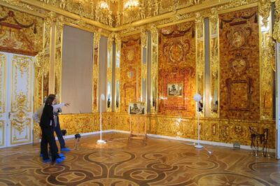 The whereabouts of the original Amber Room remains unknown, though has been recreated in Russia. Getty Images
