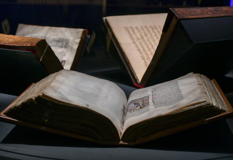 Souvigny Bible in Latin, in Abraham's Bosom from France, late 12th century. All Photos: Khushnum Bhandari / The National
